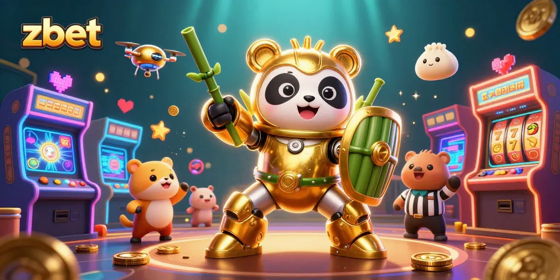 Engage in zbet's thrilling casino experience with a dynamic arcade game scene set in a vibrant arena.