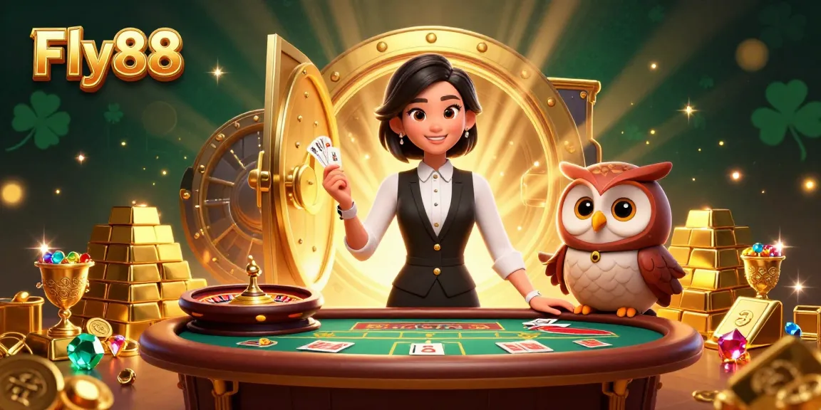Experience thrilling gameplay at Fly88 with dealers and gold treasure, perfect for casino enthusiasts.