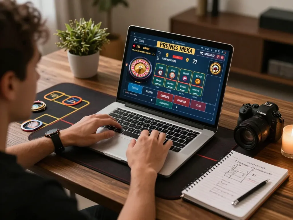 Five88 player strategizing while engaging in live dealer game from home setup
