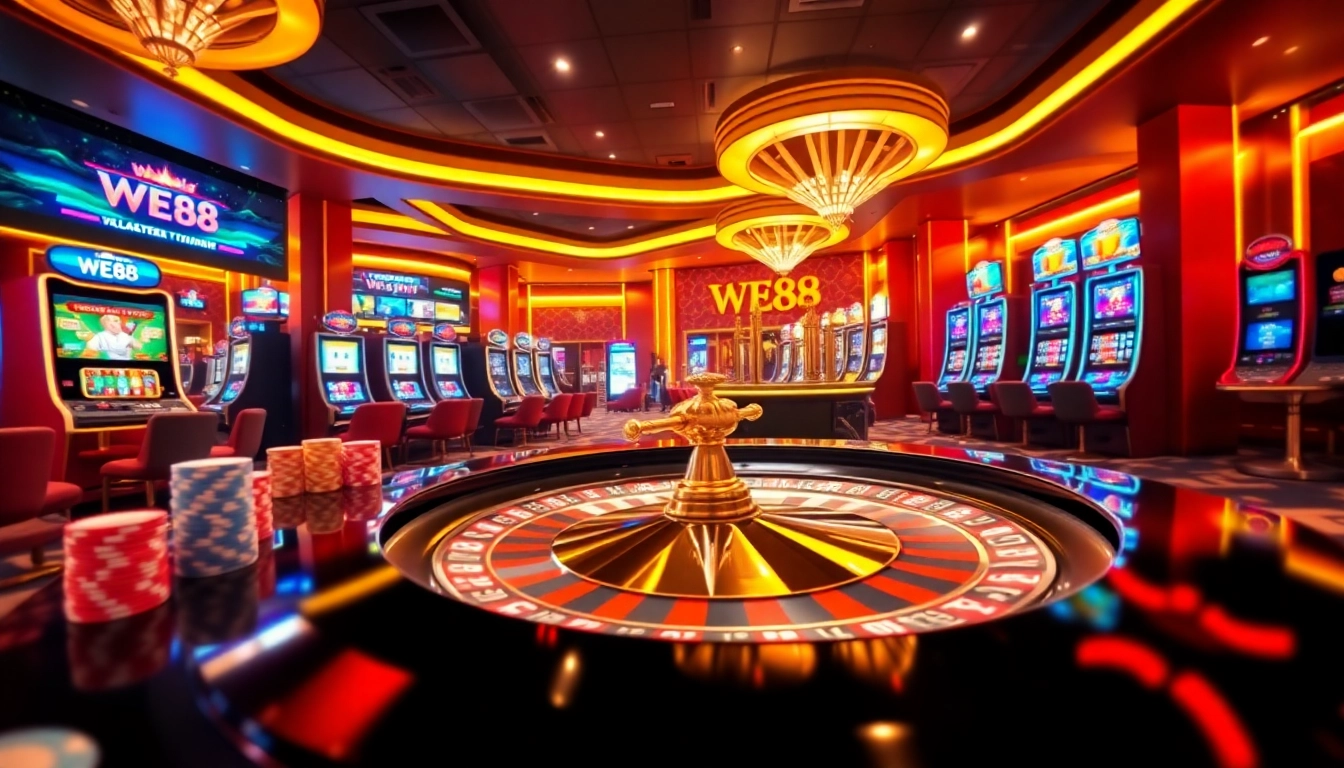 Experience the excitement of online gambling with WE88, featuring roulette and poker action.