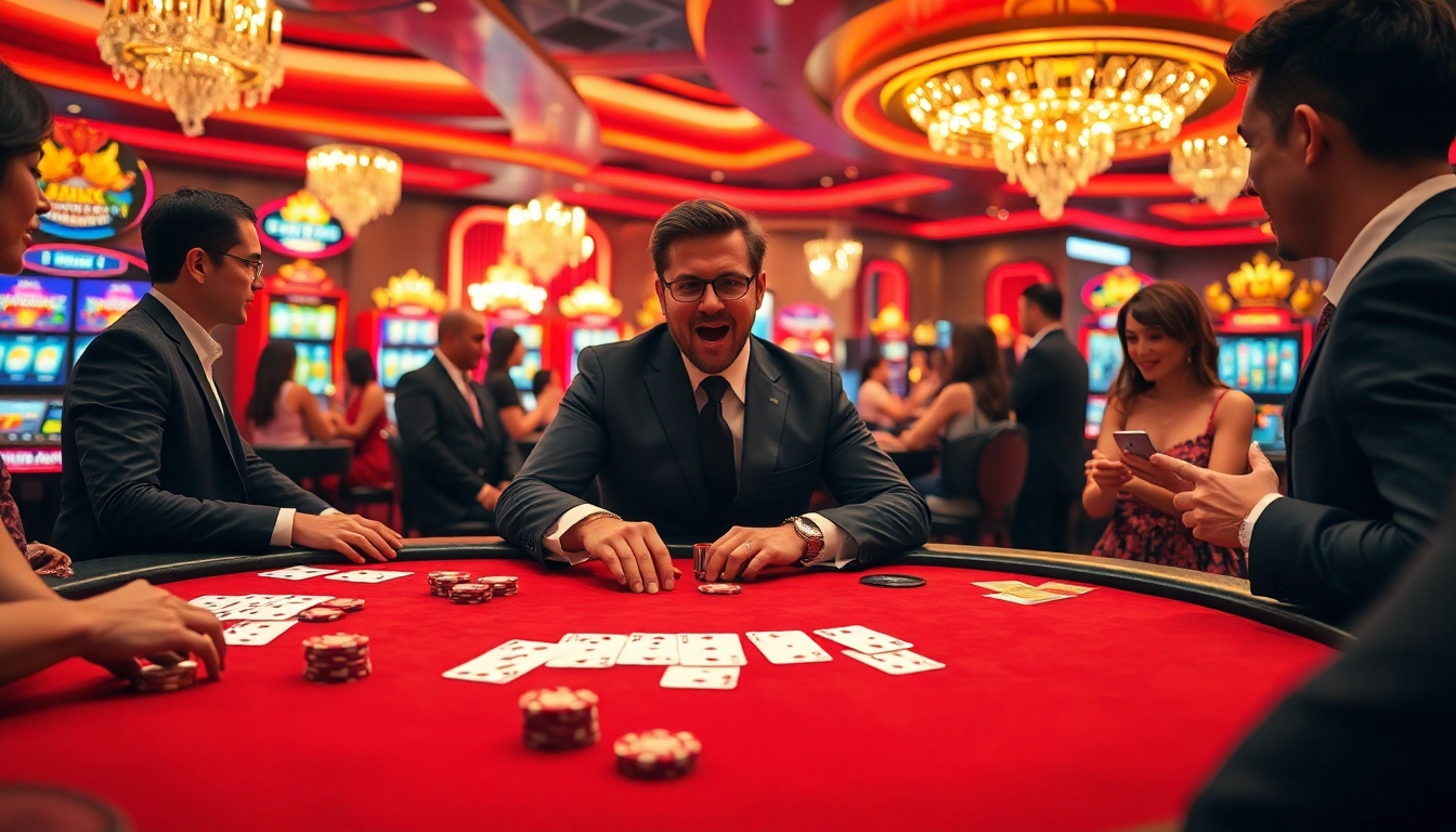 Exciting poker game at 788t casino table with luxurious cards and chips.