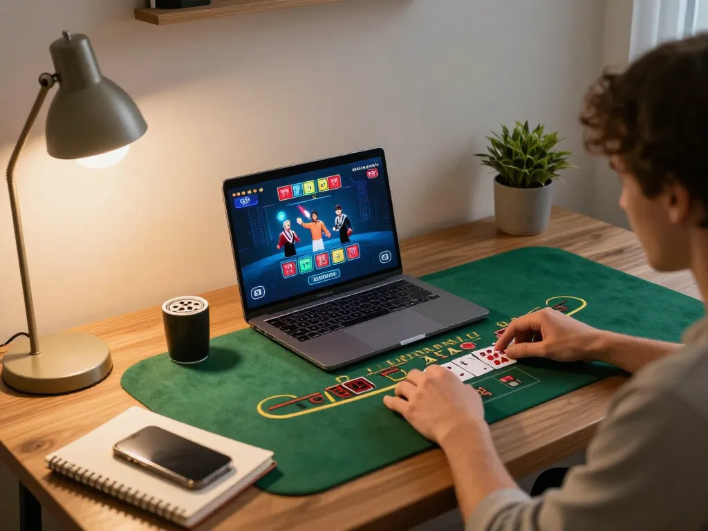luck8 online gaming session depicted with a player engaged in live dealer blackjack, showcasing a dynamic and welcoming environment.