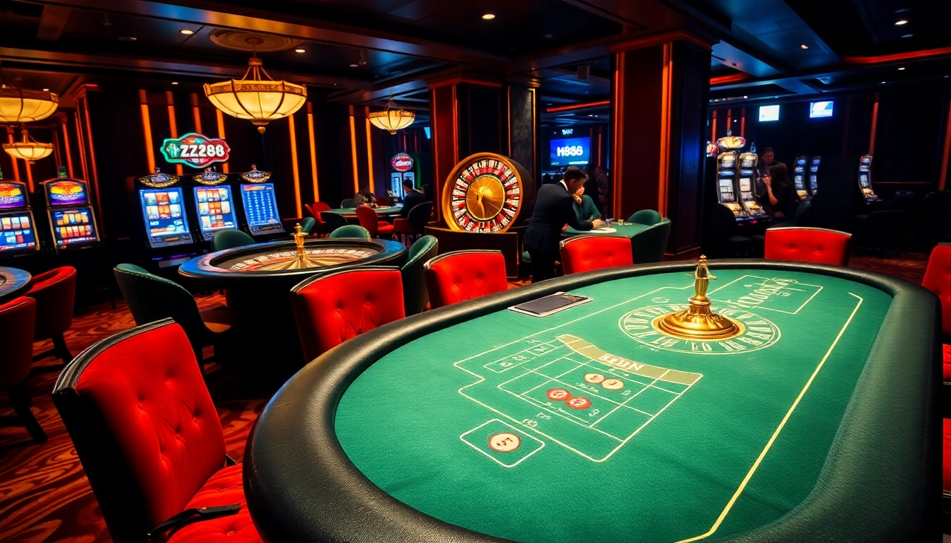 Experience thrilling gaming at HZ88 with exciting casino tables and vibrant slot machines.