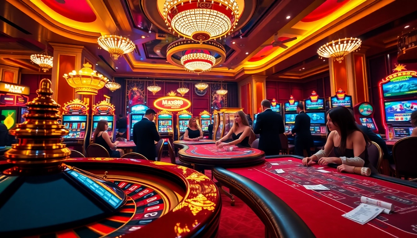Experience the thrill of max88 with vibrant casino tables and slot machines.