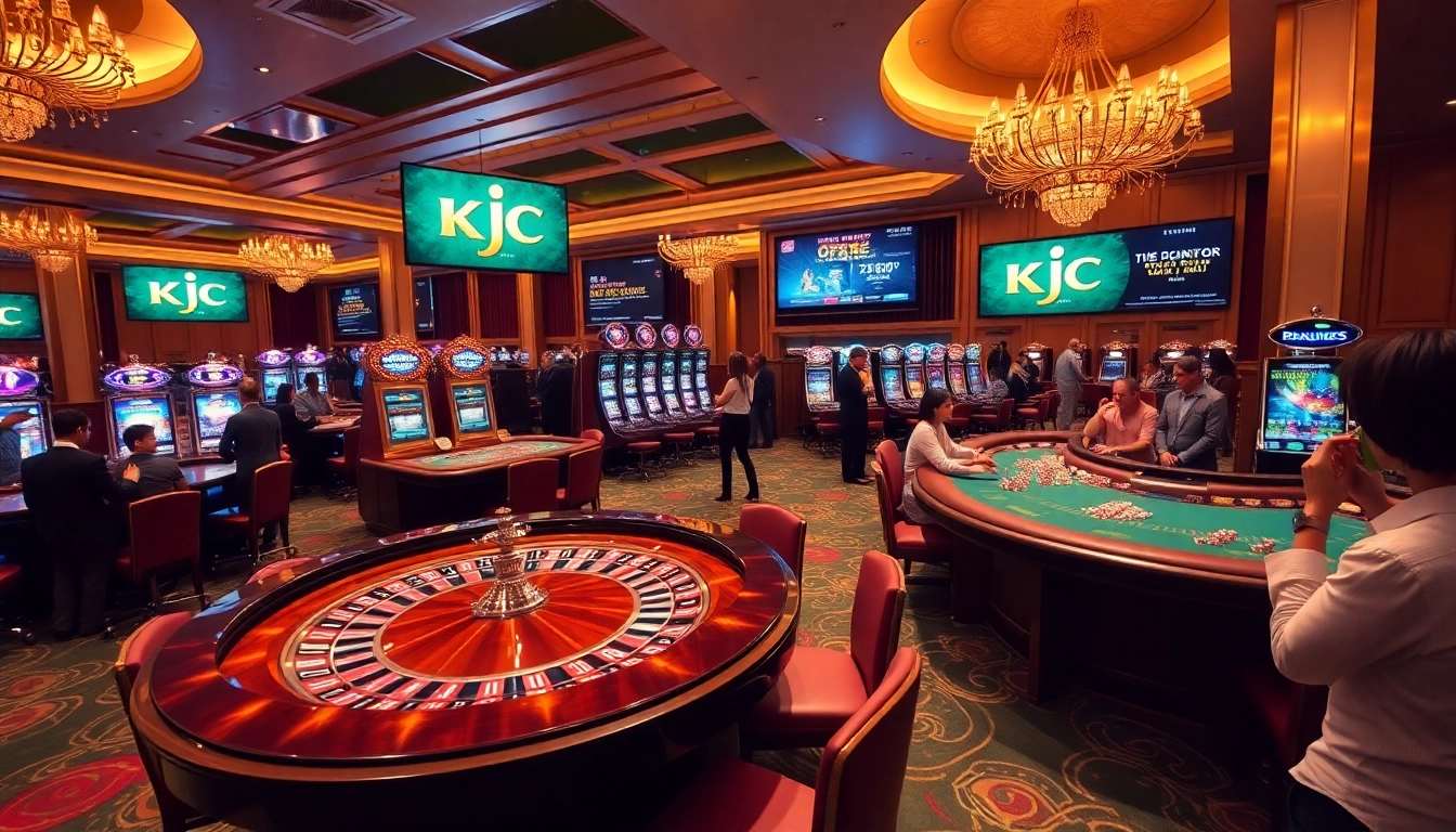 KJC's vibrant casino atmosphere with gambling tables and enthusiastic players.