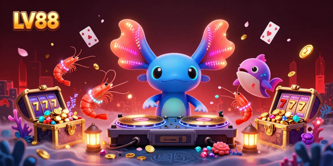 Experience thrilling games at LV88 with an underwater casino scene full of vibrant characters and gold.
