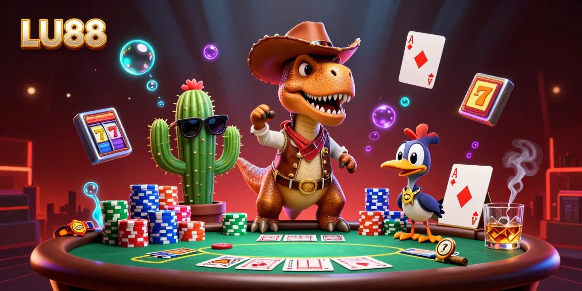 Watch LU88 come alive with a vibrant casino scene featuring colorful poker chips and dynamic game elements.