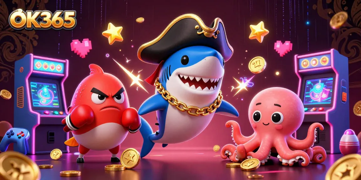 Engage in thrilling gaming experiences with OK365, featuring a vibrant, colorful 3D casino scene.