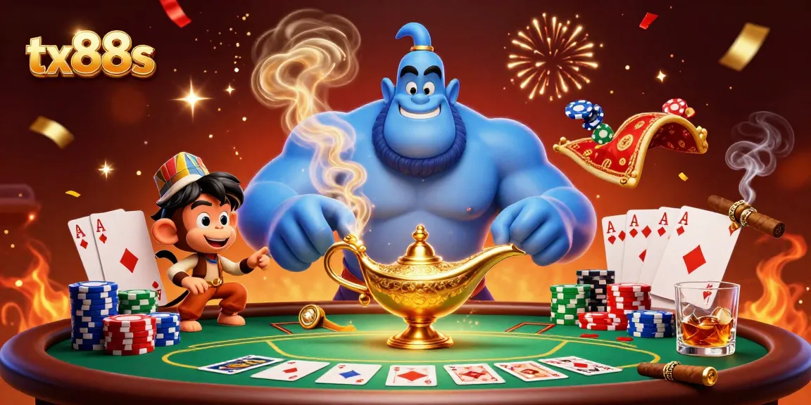 Experience high-stakes poker action with tx88s in this vibrant 3D casino scene showcasing excitement and fortune.
