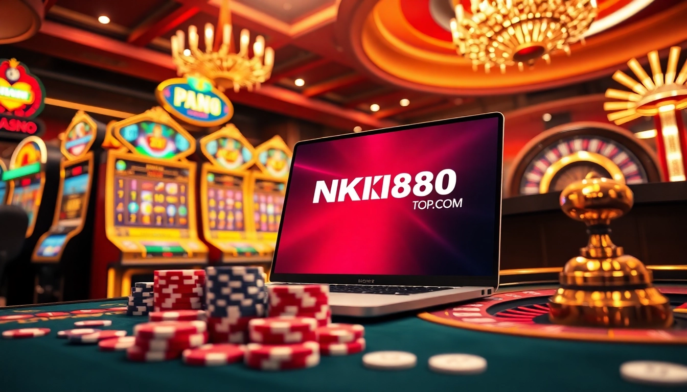 Engaging gamblers on https://nk88top.com/ with a sleek online betting interface and vibrant casino elements.