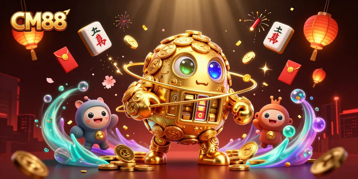 Experience the thrill of CM88 with a vibrant 3D illustration depicting golden golems and glowing casino elements.