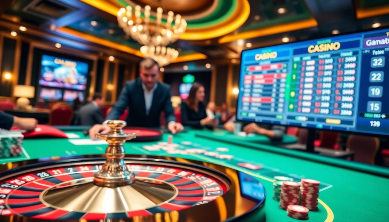 Experience the thrill of gambling with bsport at a vibrant casino table filled with roulette and poker.