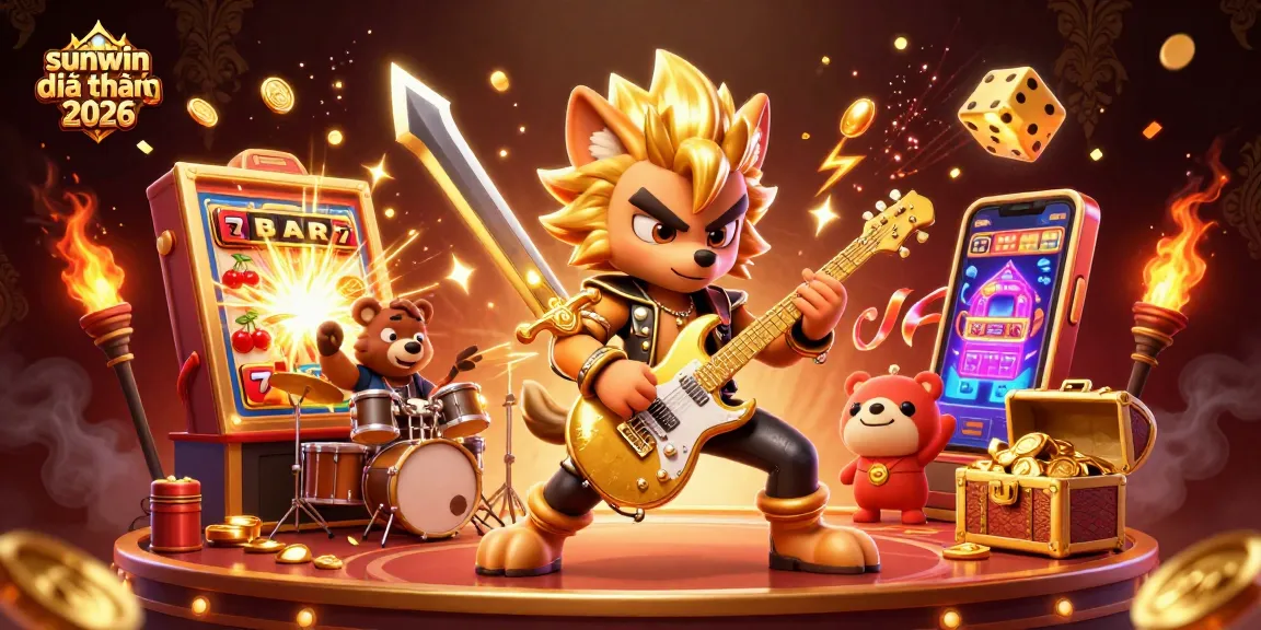 Join the excitement of sunwin đổi thưởng 2026 with a vibrant, dynamic casino scene featuring rocking characters and thrilling game elements.