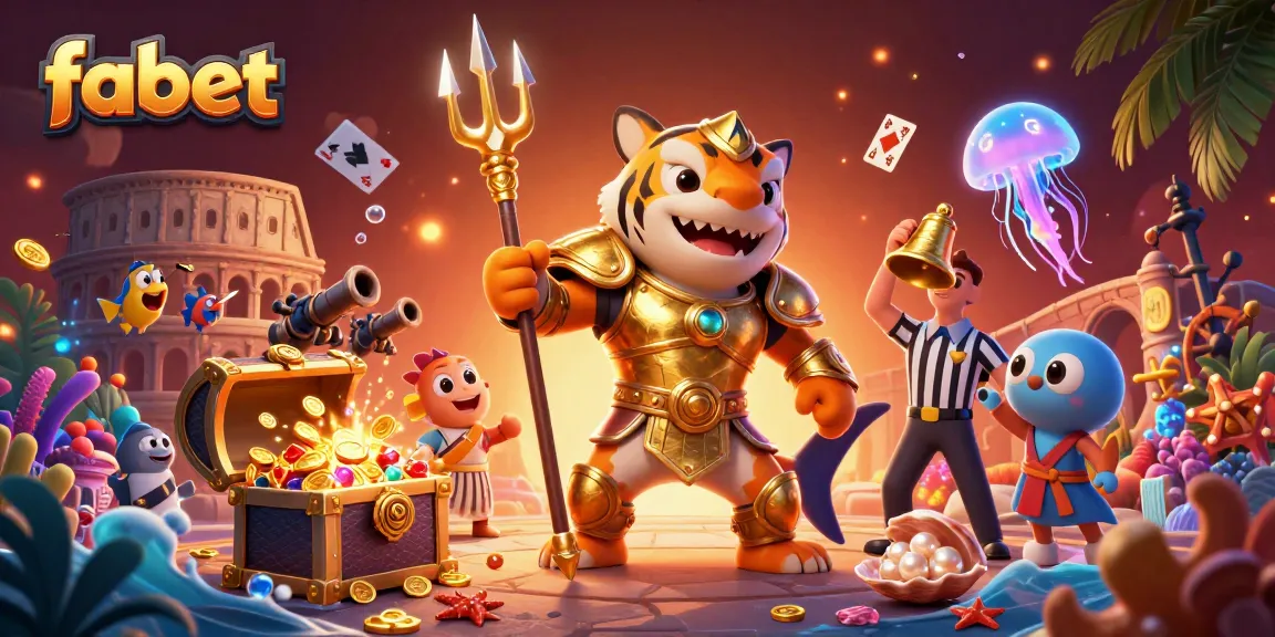 Experience excitement with fabet as a tiger shark in gladiator armor battles in an underwater colosseum.