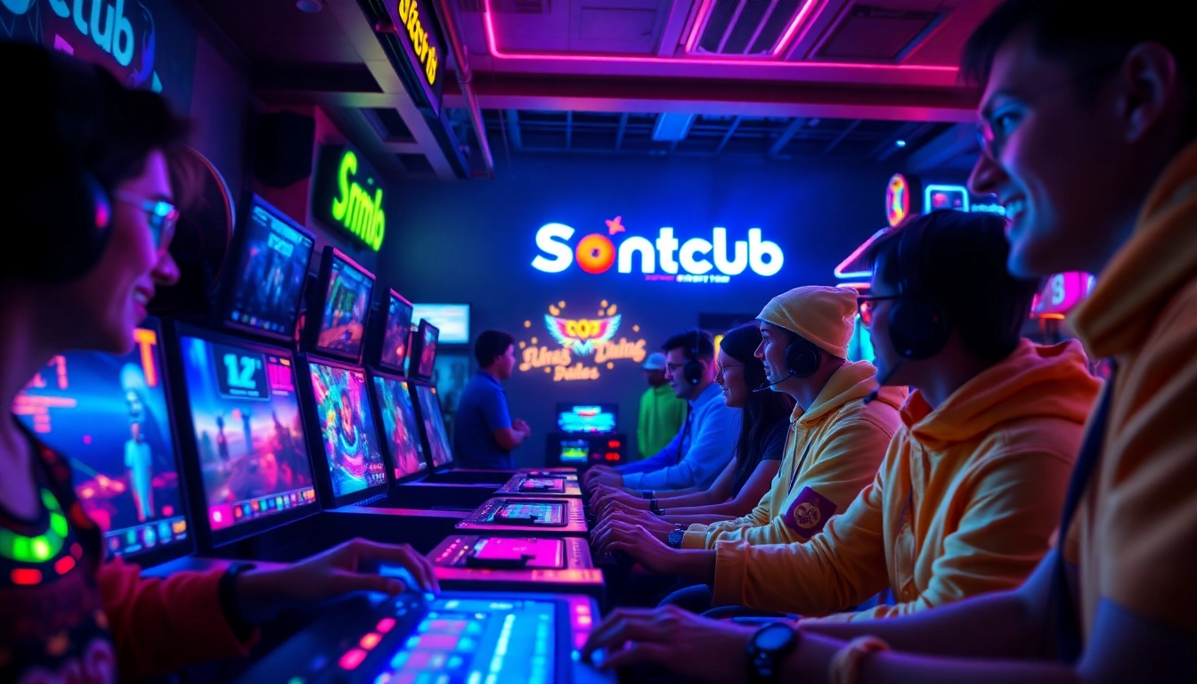 Exciting gaming scene showcasing Sonclub app in use with vibrant colors and engaging interface.