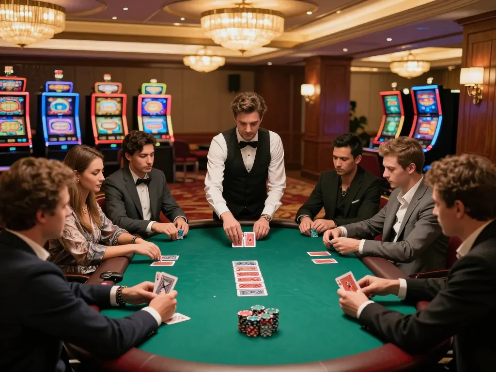 Players engaged in a high-stakes poker game at CM88's luxurious casino venue.