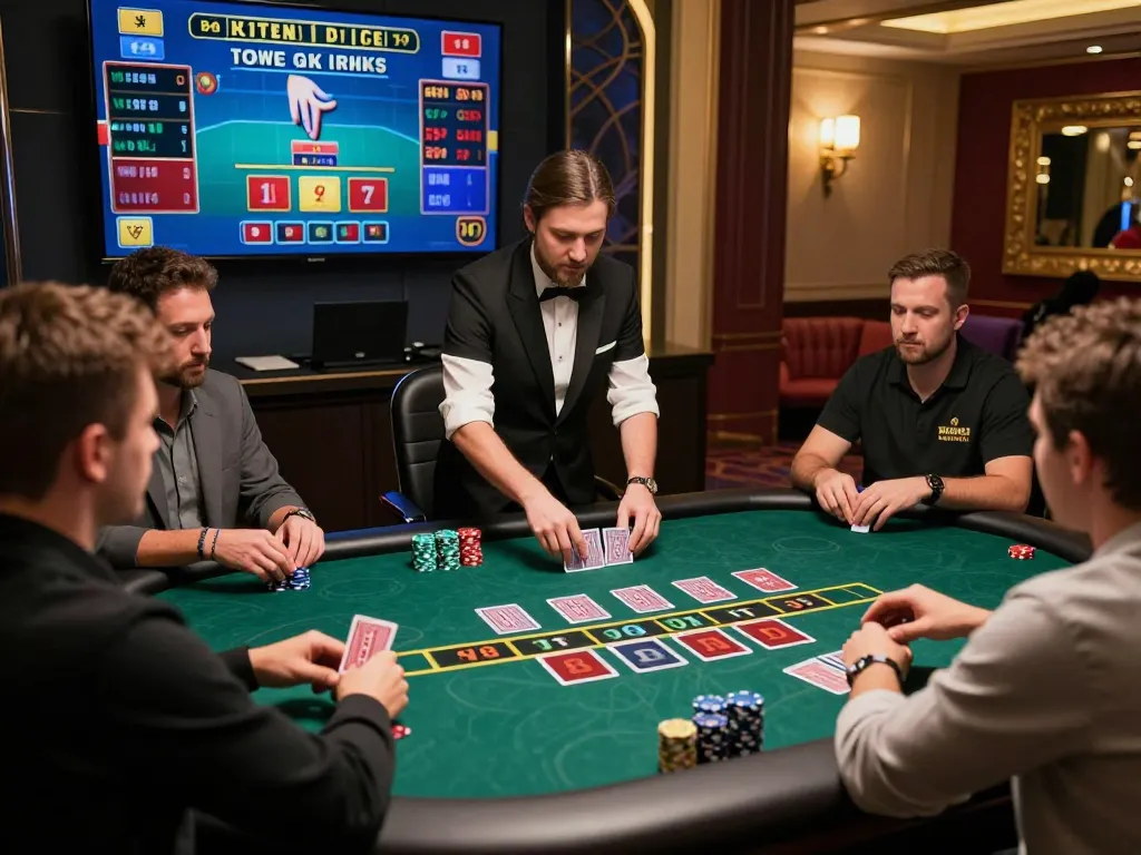 Players engaged at LC88 baccarat table showcasing strategic gameplay and excitement in an upscale online casino