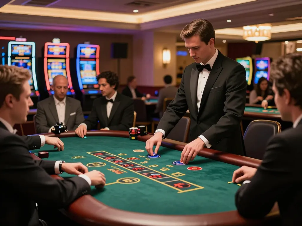 Players engaging at the HD88 blackjack table, showcasing elegant casino atmosphere and strategic gameplay.