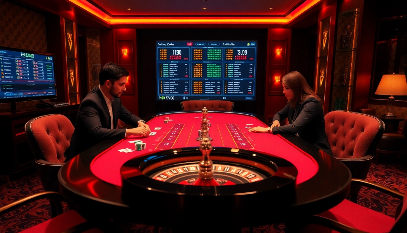 Players engaging intensely at the SV66 gaming table in a luxurious casino setting.