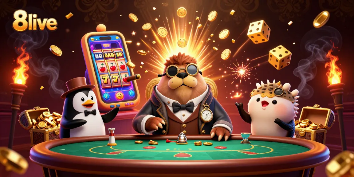 Experience thrilling action at 8live's underwater casino with unique characters and vibrant gaming elements.