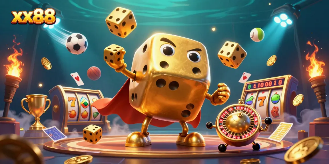Experience the thrill of xx88 with dynamic 3D golden dice and engaging slot games.