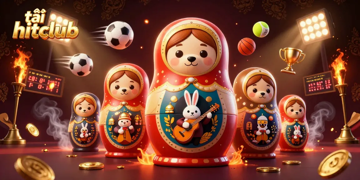 Tải hitclub and experience the thrill of casino gaming with a vibrant 3D illustration filled with action and excitement.
