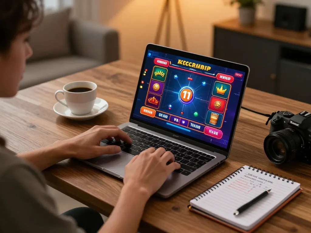 Player engaging with LV88 online casino, showcasing strategic gameplay at a modern home setup.