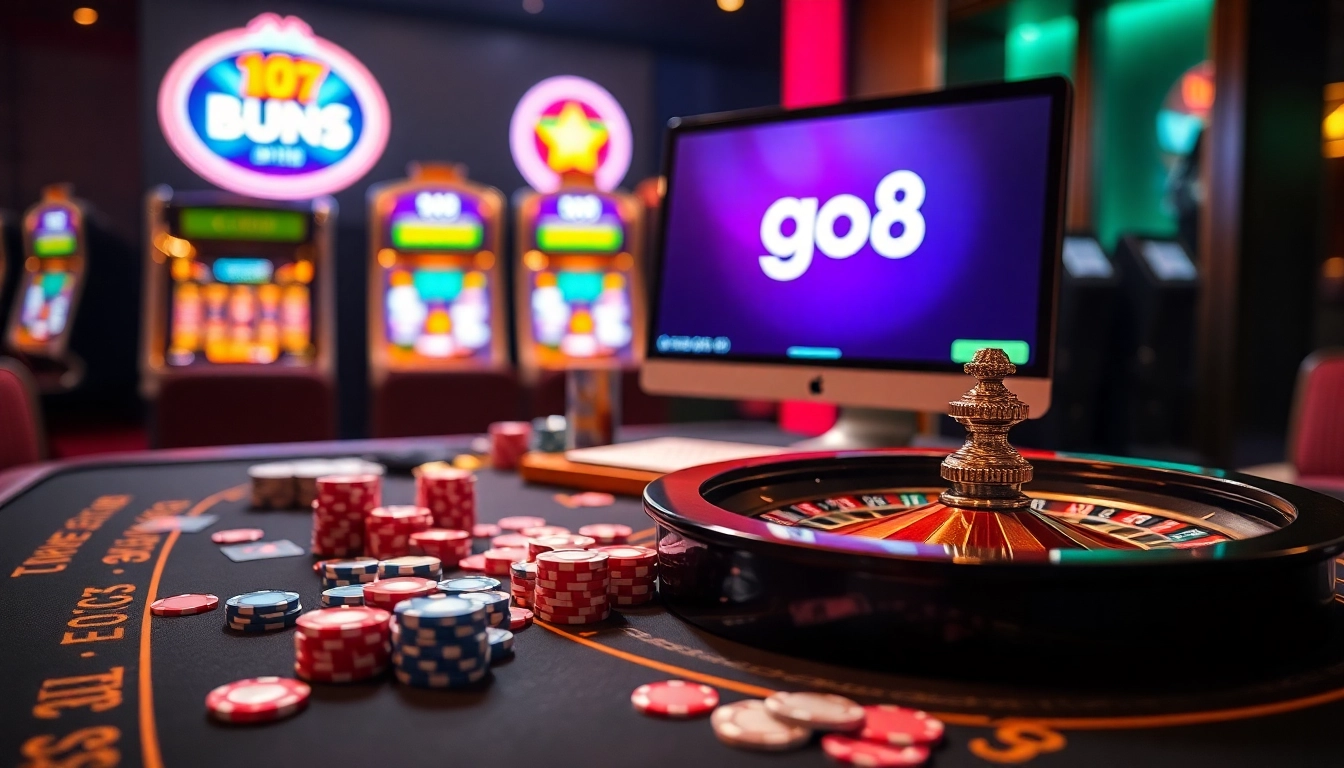 Experience the excitement of gambling on the go8 platform with vibrant casino elements.