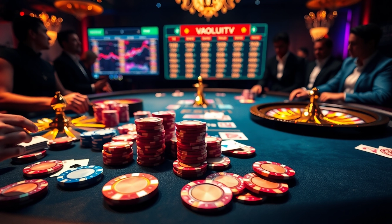 Experience thrilling betting at Vaoluoitv's vibrant casino table with intricate details.
