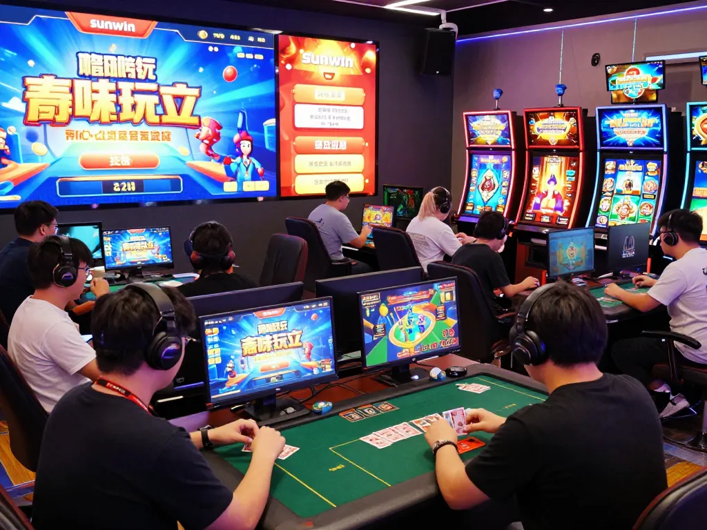 Players enjoying various games on the Sunwin online platform, showcasing excitement and engagement in a vibrant digital gaming environment.