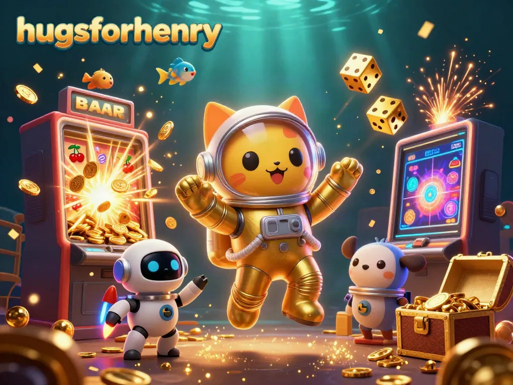 Engaging scene showcasing hugsforhenry-themed slot machine with vibrant 3D characters