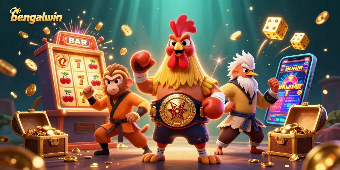 Join the excitement at bengalwin with cartoon characters celebrating massive jackpots and casino games.