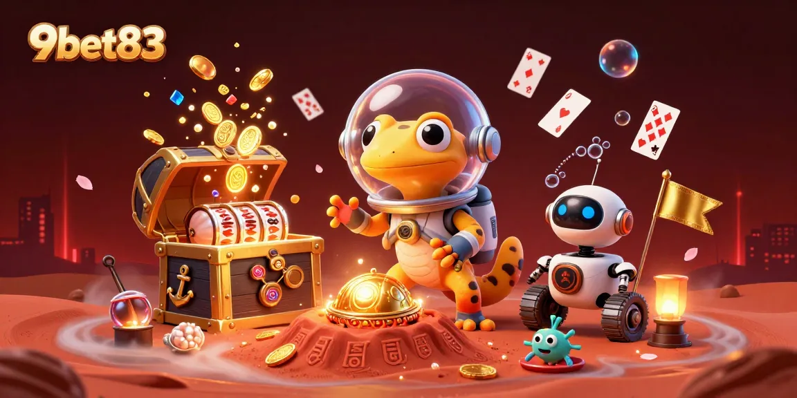 Experience thrilling gameplay at 9bet83 with a vibrant casino adventure featuring a Martian gecko.