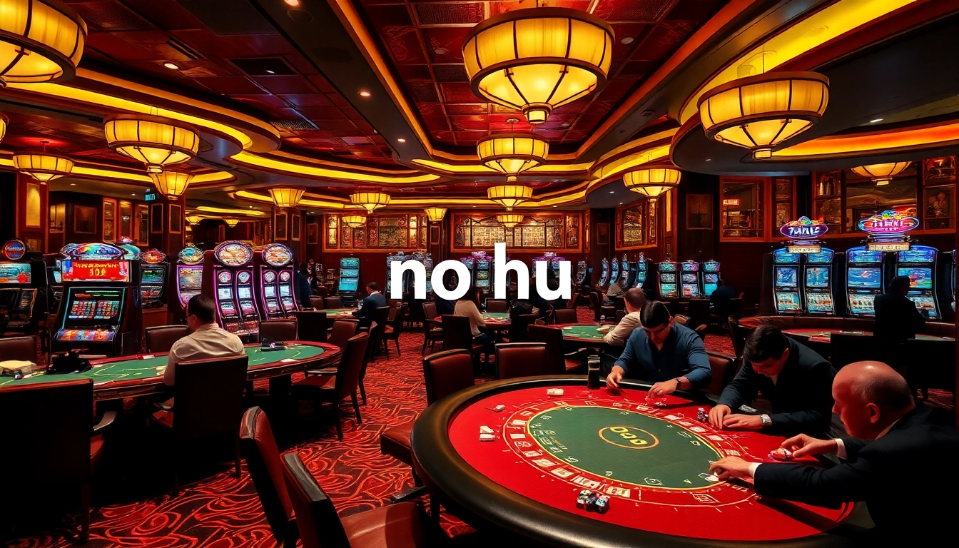 Experience the thrill of 'no hu' in an upscale casino setting with lively gaming tables and slots.