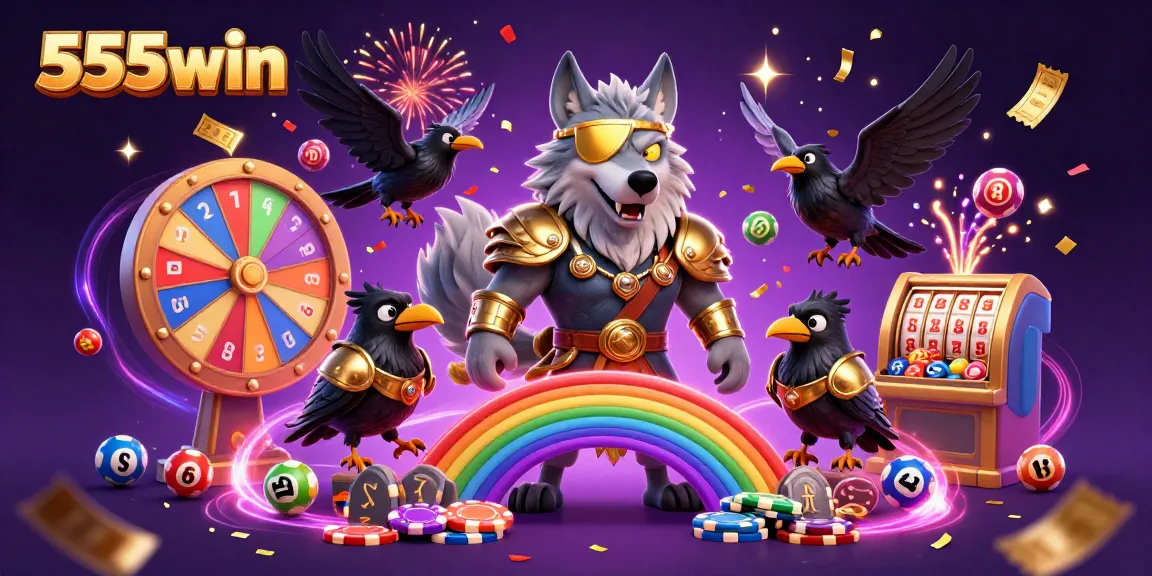 Experience the excitement of winning with 555win in this vibrant, colorful gaming scene.