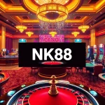 Experience thrilling gameplay at NK88 with poker chips and vibrant casino lights.