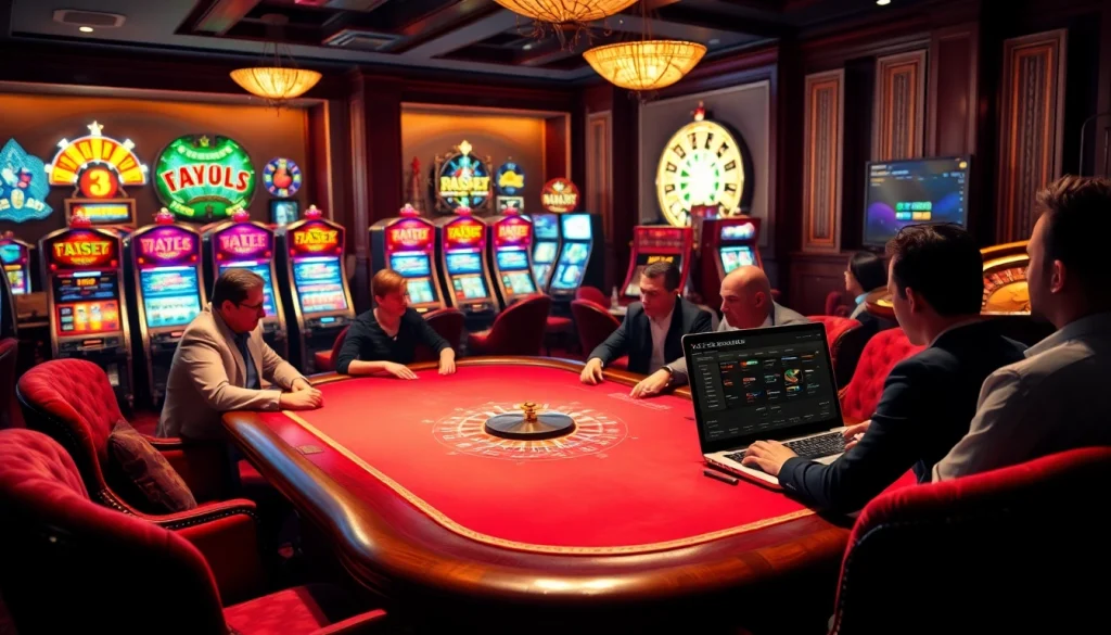 Engage with the excitement of XX88 at a luxurious poker table in a vibrant casino setting.