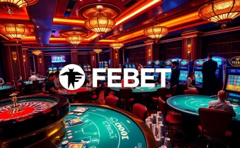 FEBET offers thrilling gaming experiences with vibrant casino tables and engaging players.