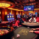 Experience thrilling gameplay at 7M with vibrant slot machines and engaging roulette tables.