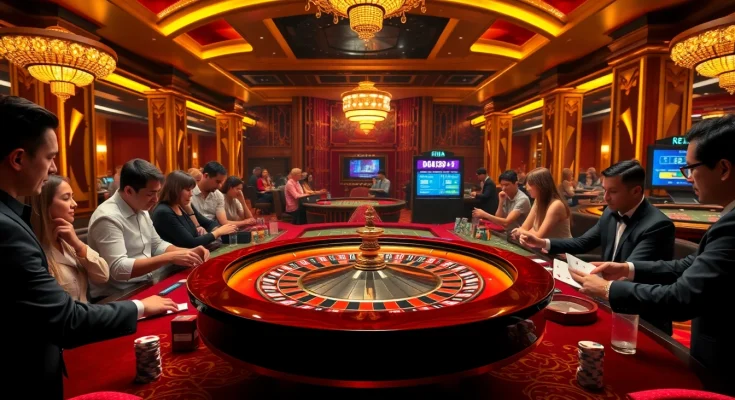 Players engaging in high-stakes betting at 65A casino's roulette table, showcasing excitement and luxury.