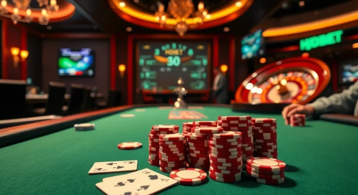 Experience high-stakes gambling with HDBET at a luxurious casino table.