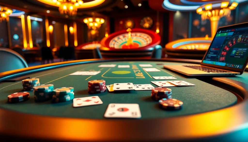Engage in thrilling online gambling with lo de uy tin, showcasing a vibrant poker table and digital betting action.