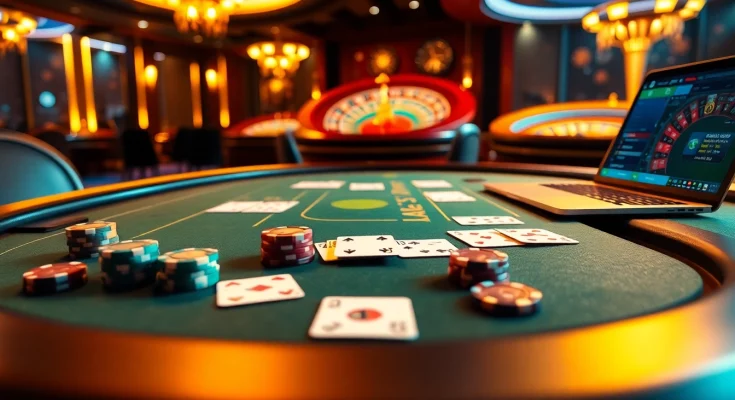 Engage in thrilling online gambling with lo de uy tin, showcasing a vibrant poker table and digital betting action.