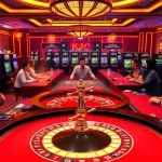 Exciting gambling scene featuring KJC RR88 roulette, slot machines, and poker tables.