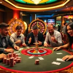 B52 poker table game with vibrant chips and cards in a luxury casino setting.
