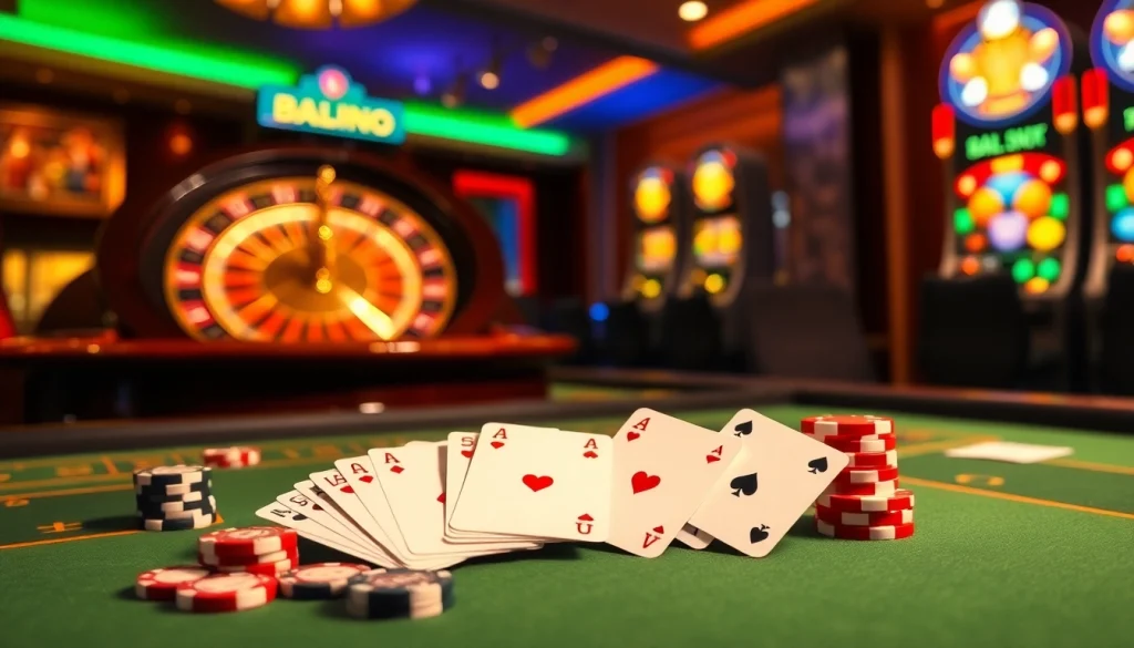 Exciting TG88 online casino scene with vibrant tables, roulette wheel, and colorful slot machines.