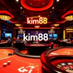 Players enjoying a high-stakes poker game at kim88 casino, showcasing chips and cards.