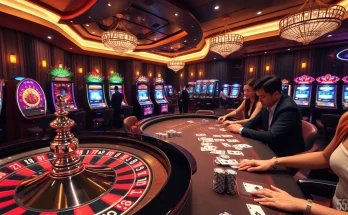 Experience high-stakes excitement at 5555win casino with vibrant gaming tables and elegant players.