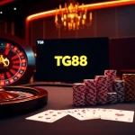 Experience thrilling gameplay at TG88 with colorful chips and vibrant roulette.