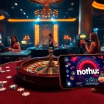 Players enjoying the nohu gaming experience at a modern casino with vibrant atmosphere.